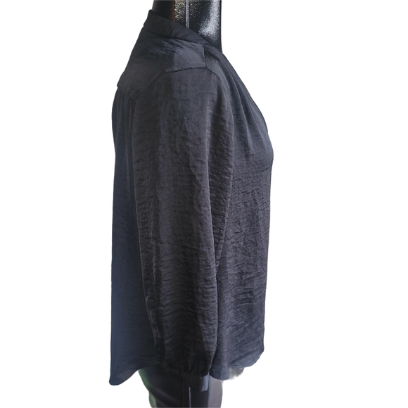 Vince Camuto Black V Neck Long Sleeve Top M - Picture 3 of 6